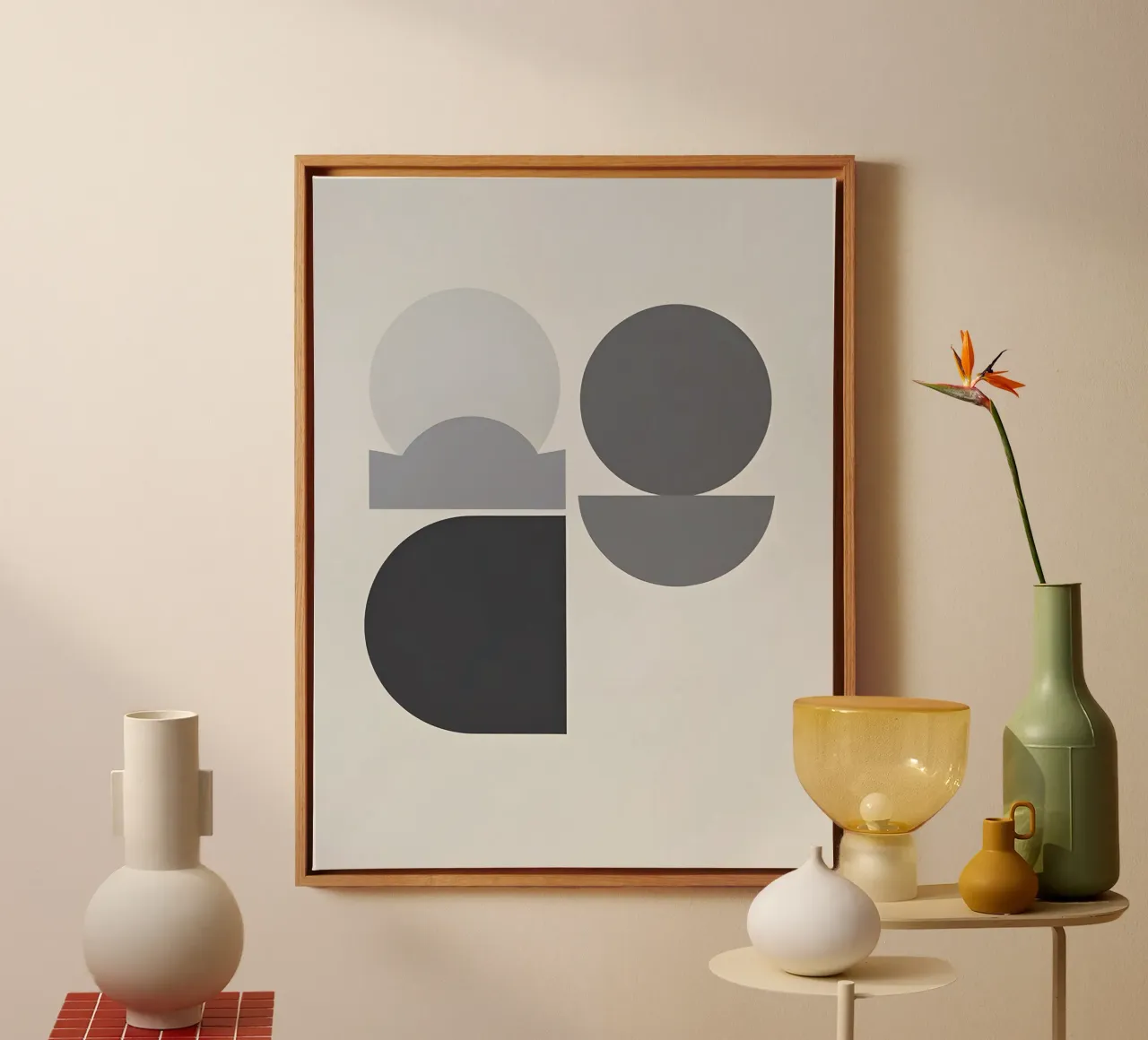 Abstract geometric canvas with Floater frame by The Green Room