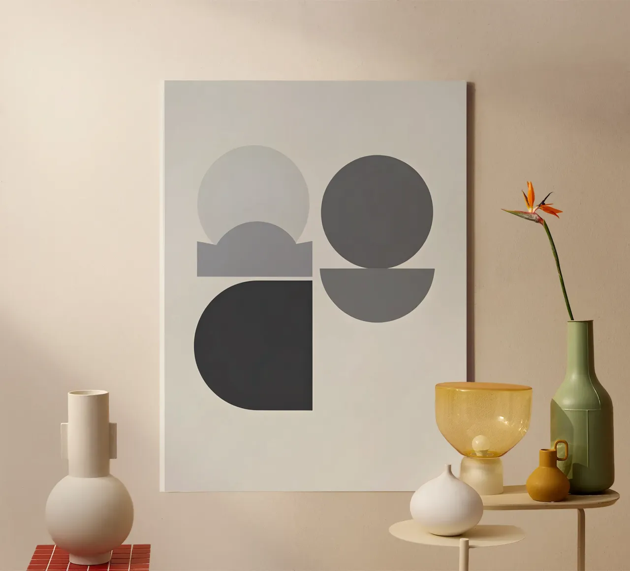Abstract geometric canvas with Floater frame by The Green Room