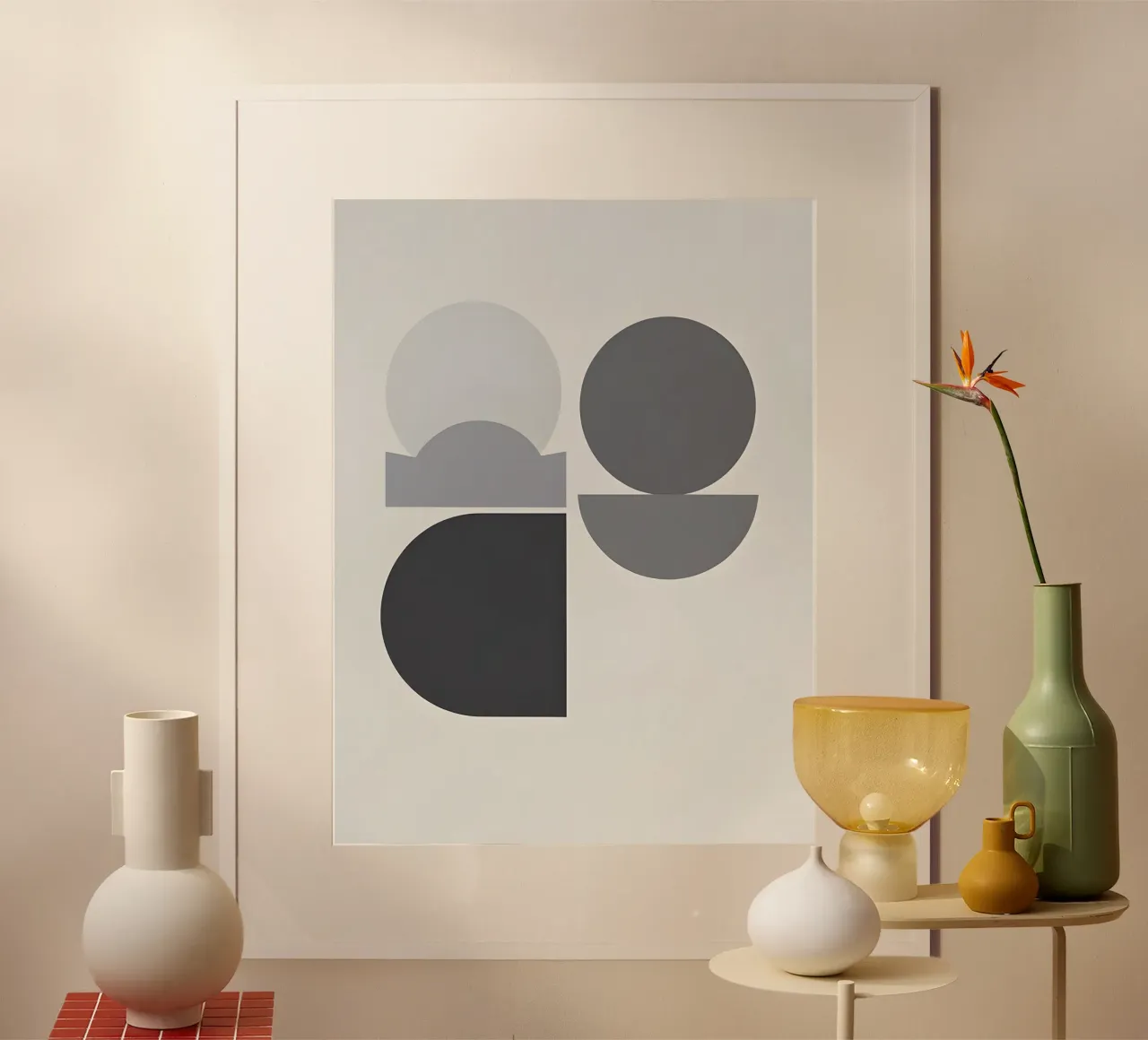 Geometrico astratto poster con telaio in alluminio da The Green Room