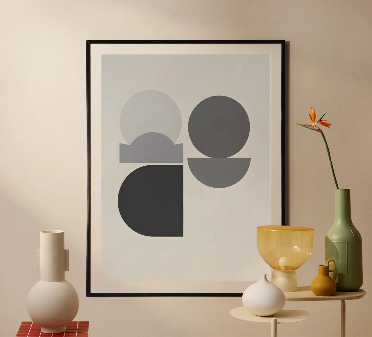 Geometrico astratto poster con telaio in alluminio da The Green Room