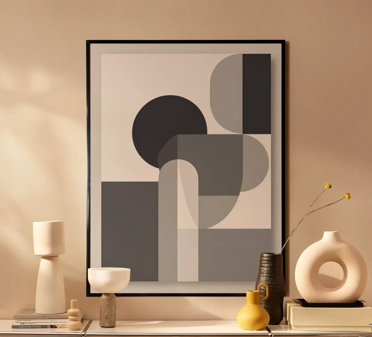 Geometrico astratto poster con telaio in alluminio da The Green Room