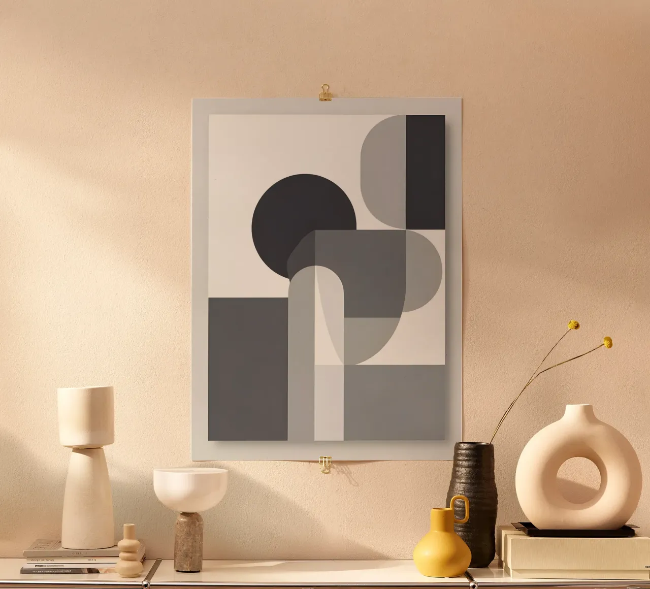 Geometrico astratto poster con telaio in alluminio da The Green Room