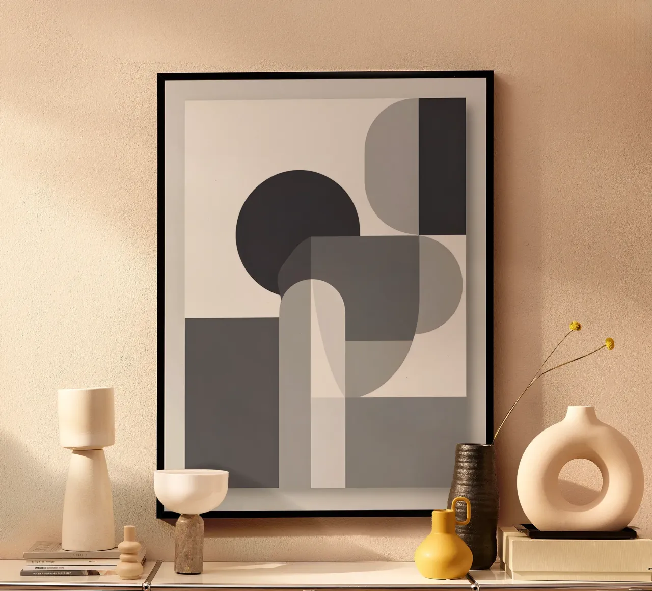 Geometrico astratto poster con telaio in alluminio da The Green Room