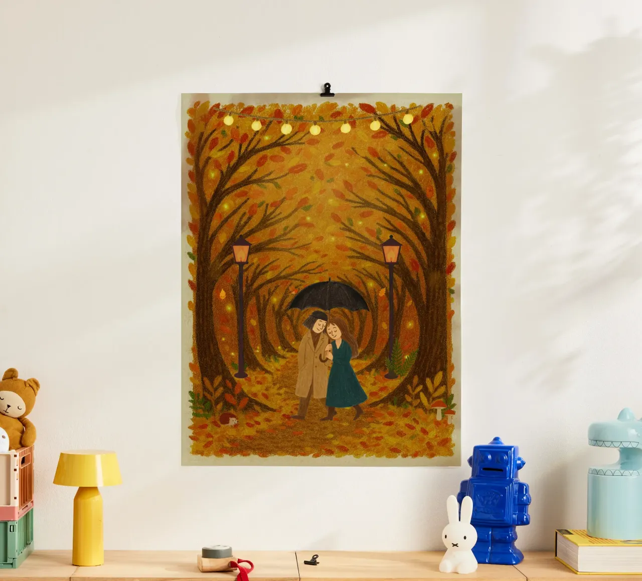 Un romanzo d'autunno poster con telaio in legno da Taika Tori Art