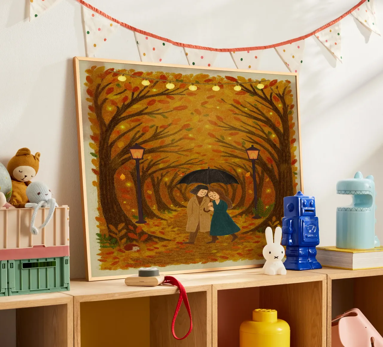 Un romanzo d'autunno poster con telaio in legno da Taika Tori Art