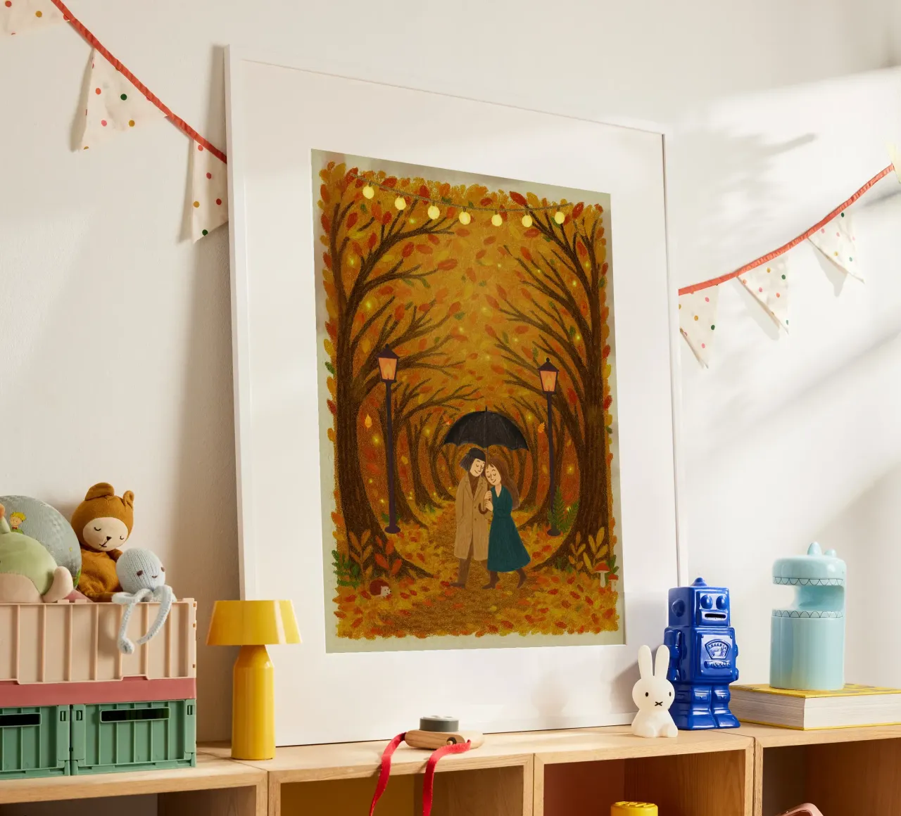 Un romanzo d'autunno poster con telaio in legno da Taika Tori Art