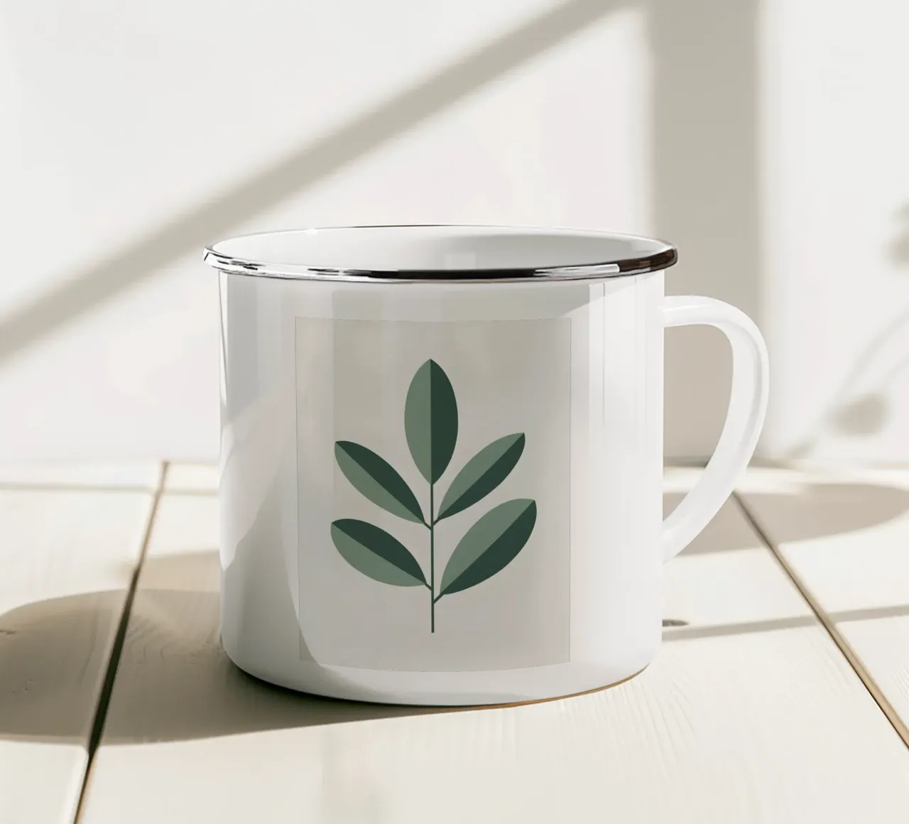 Foglia di ramo d'ulivo tazza in smalto da Botanical Gallery