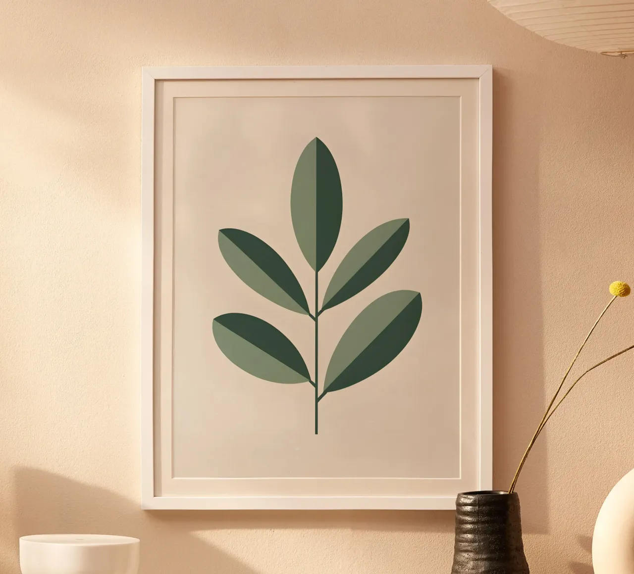 Foglia di ramo d'ulivo poster con telaio in alluminio da The Green Room