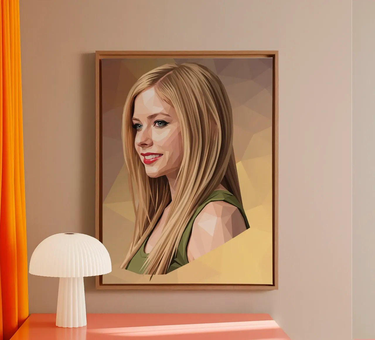 Avril Lavigne Low poly tela con Cornice a cassetta da Low Profile