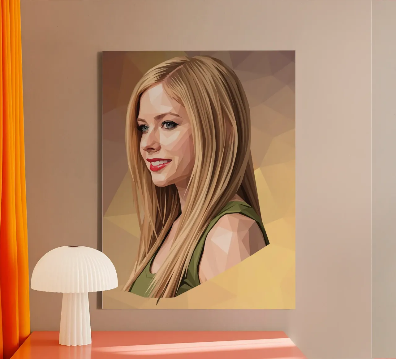Avril Lavigne Low poly tela con Cornice a cassetta da Low Profile