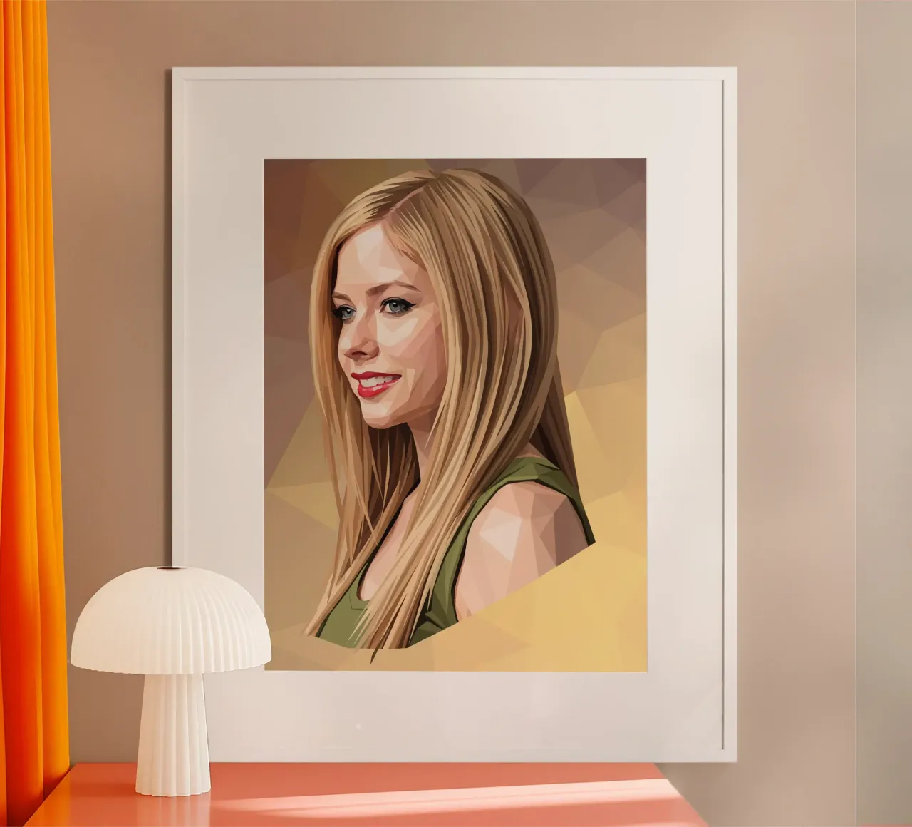Avril Lavigne Low poly poster con telaio in legno da Low Profile