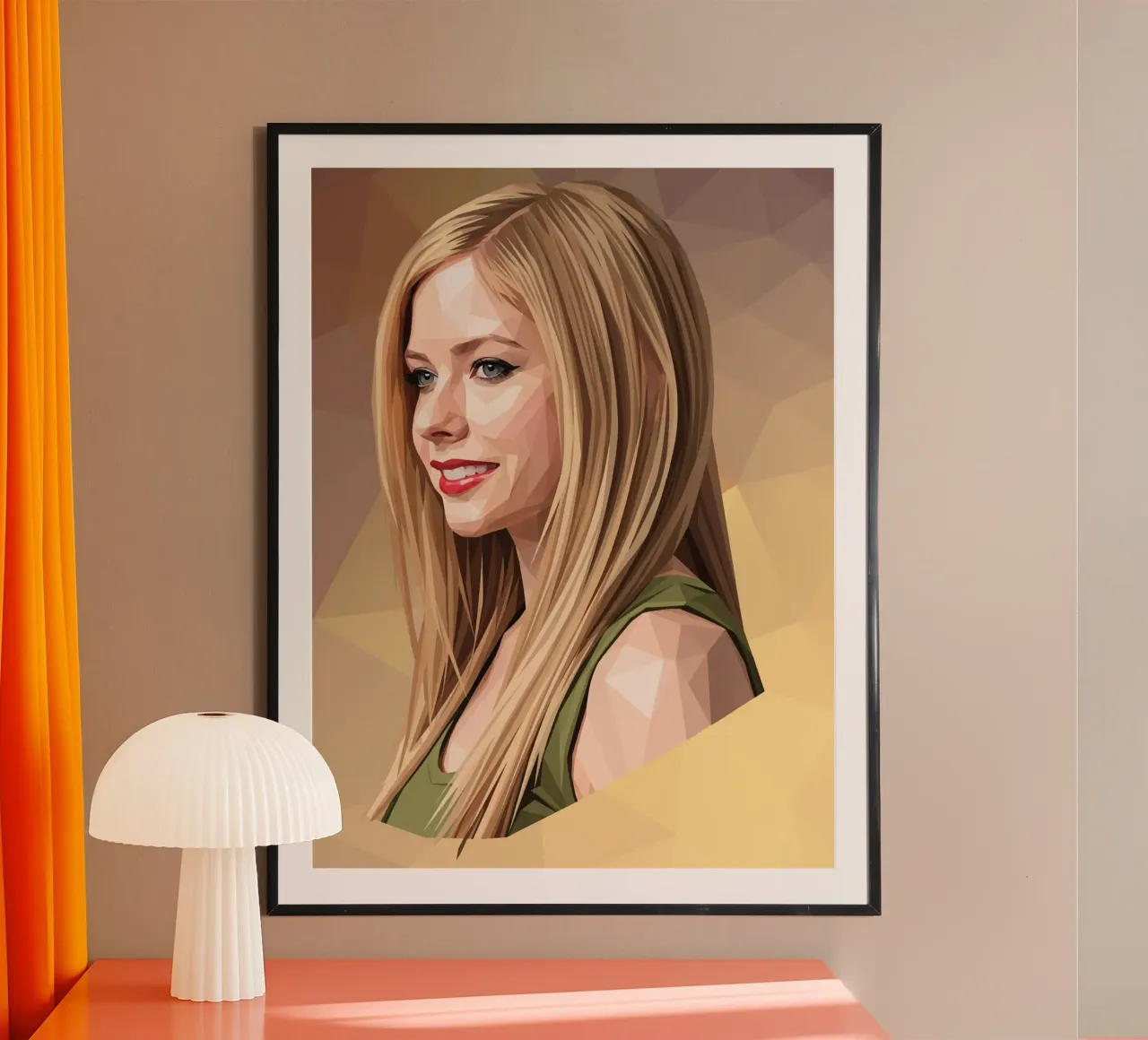 Avril Lavigne Low poly poster con telaio in legno da Low Profile