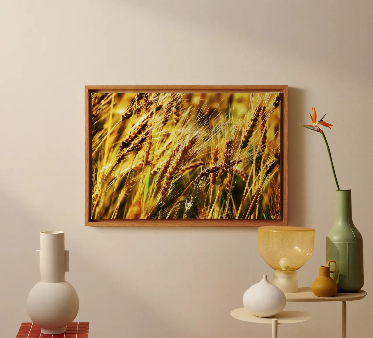 Golden Wheat Close-Up – Fine Art Print canvas with Floater frame by jay