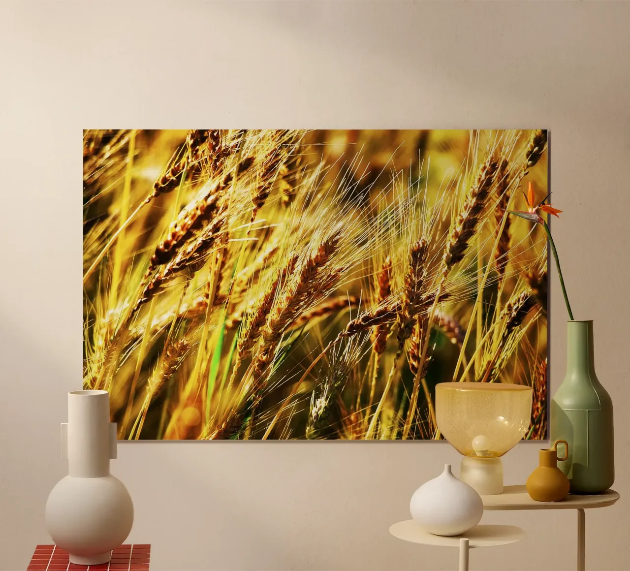 Goldener Weizen Nahaufnahme - Fine Art Print Poster mit Kunststoffrahmen von jay