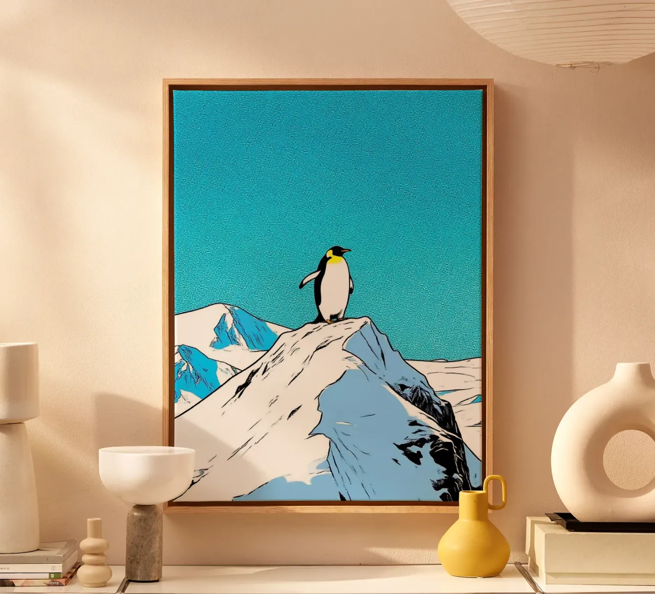 Penguin Arctic canvas with Floater frame by knowledge