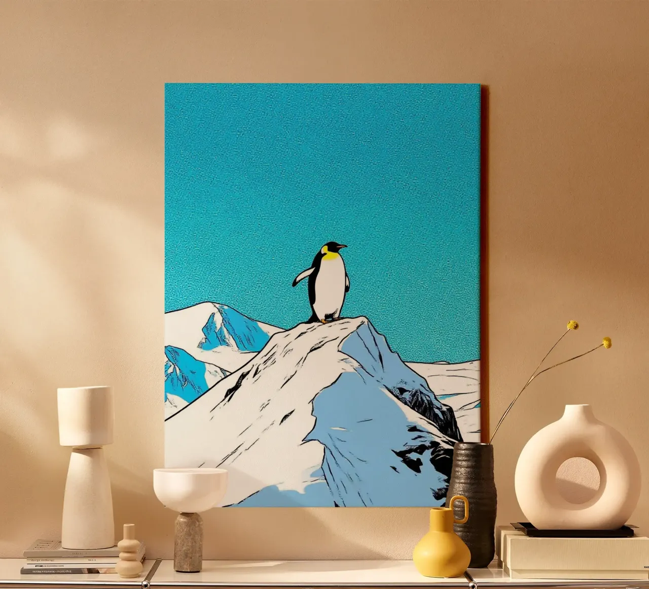 Penguin Arctic canvas with Floater frame by knowledge