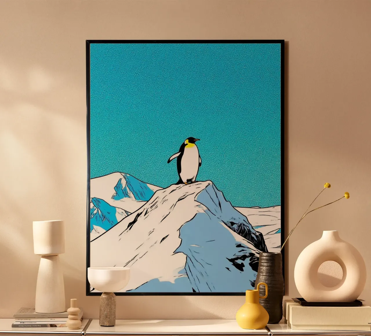 Pinguino Artico poster con telaio in alluminio da knowledge