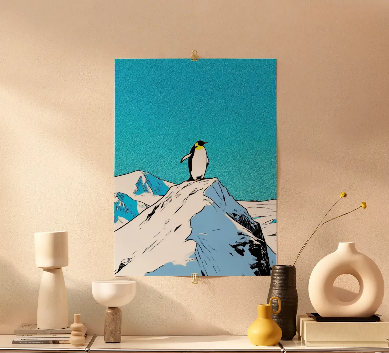 Pinguino Artico poster con telaio in alluminio da knowledge