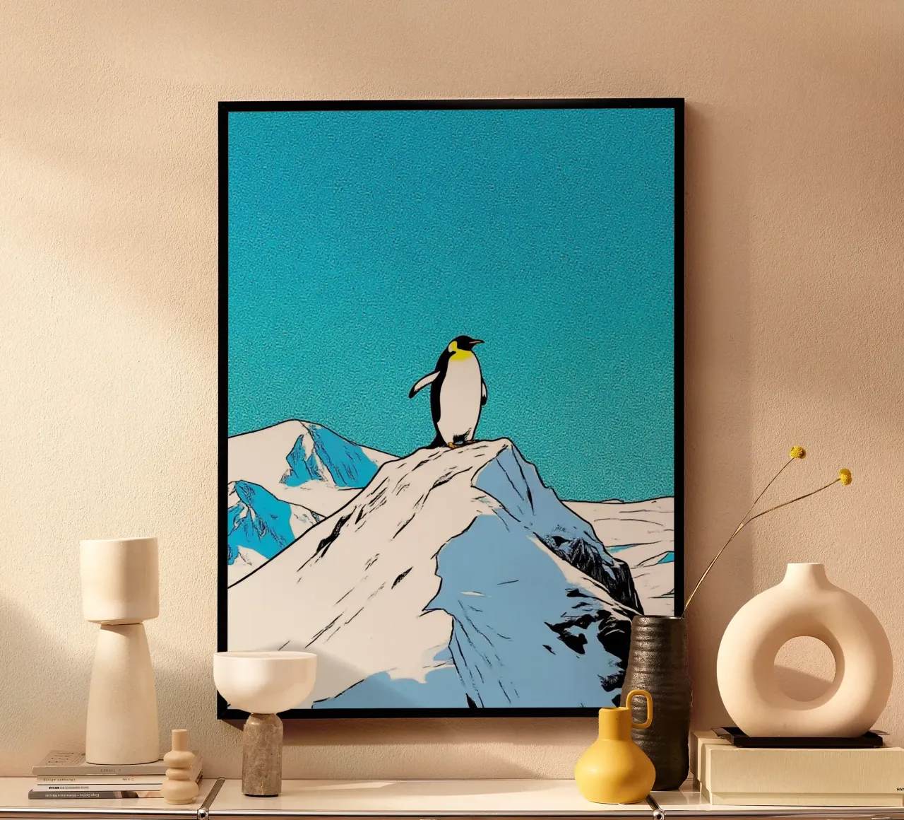 Pinguino Artico poster con telaio in alluminio da knowledge
