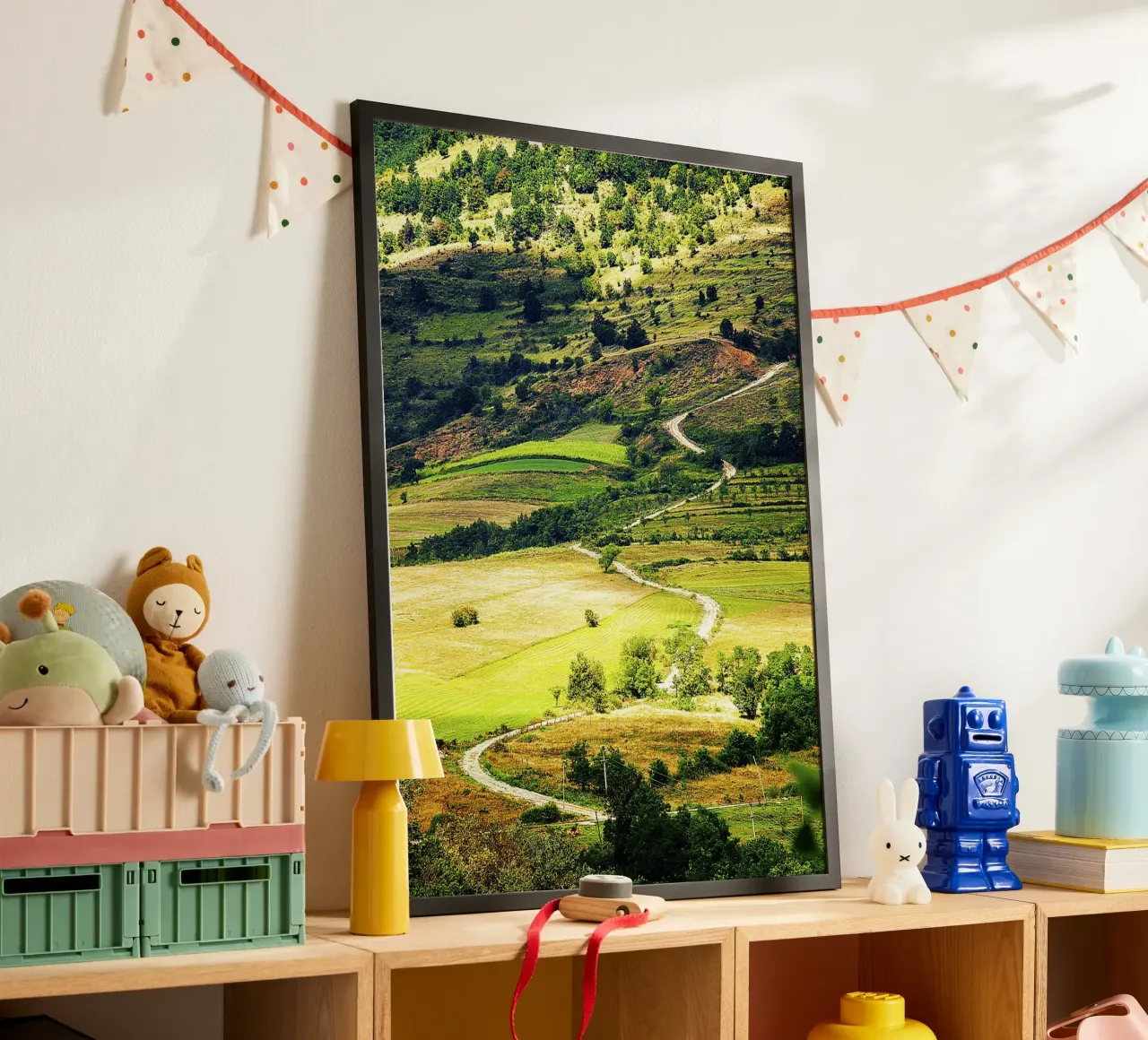 Serpentine Path – Fine Art Vertical Print poster with wooden frame by jay