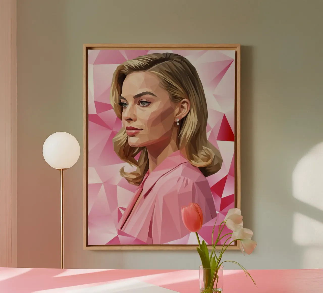 Margot Robbie Lowpoly tela con Cornice a cassetta da Low Profile