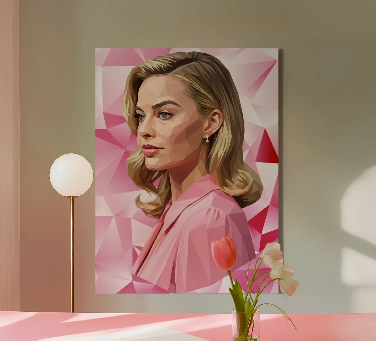 Margot Robbie Lowpoly tela con Cornice a cassetta da Low Profile