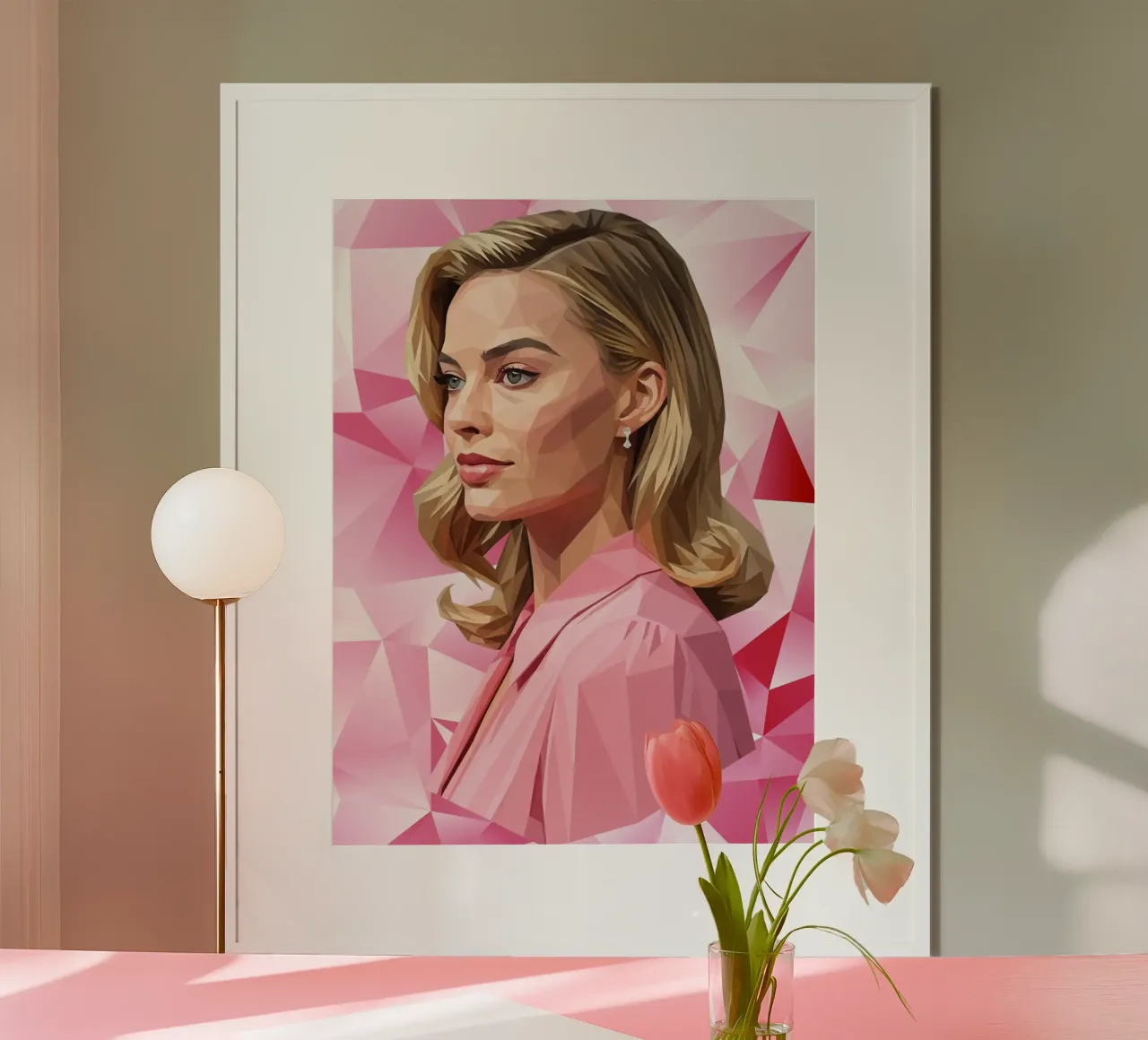 Margot Robbie Lowpoly poster con telaio in plastica da Low Profile