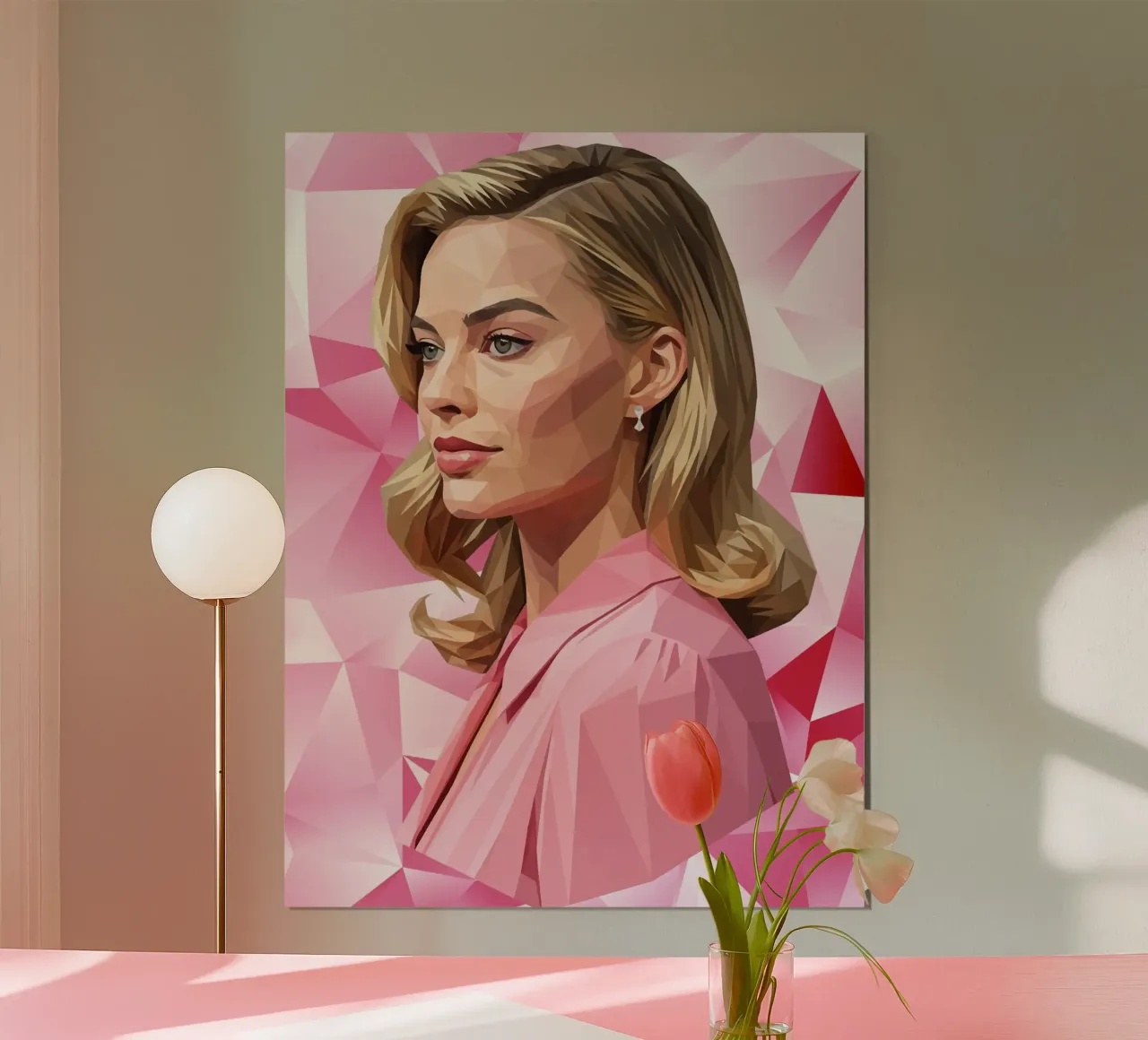 Margot Robbie Lowpoly poster con telaio in plastica da Low Profile