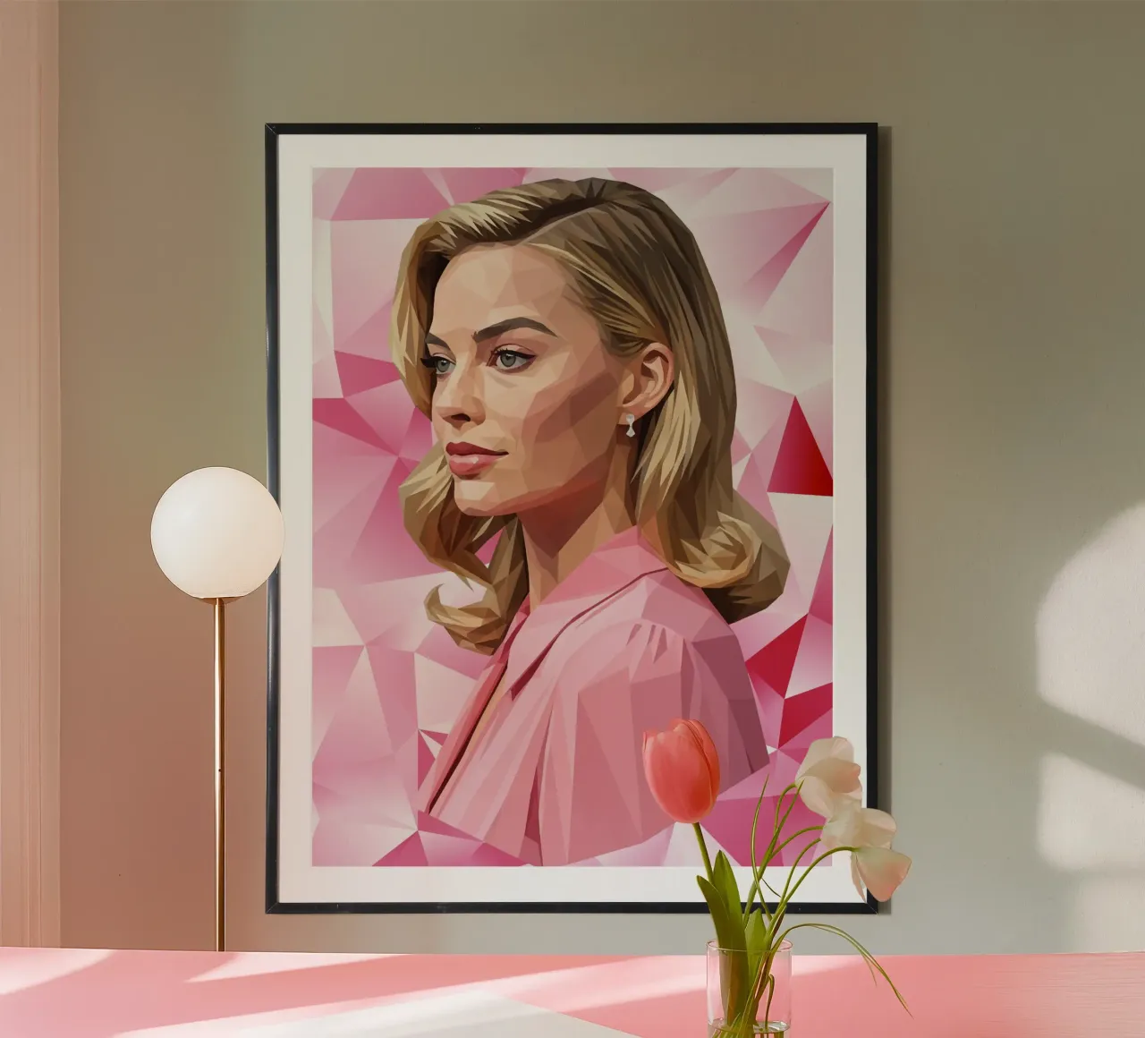 Margot Robbie Lowpoly poster con telaio in plastica da Low Profile