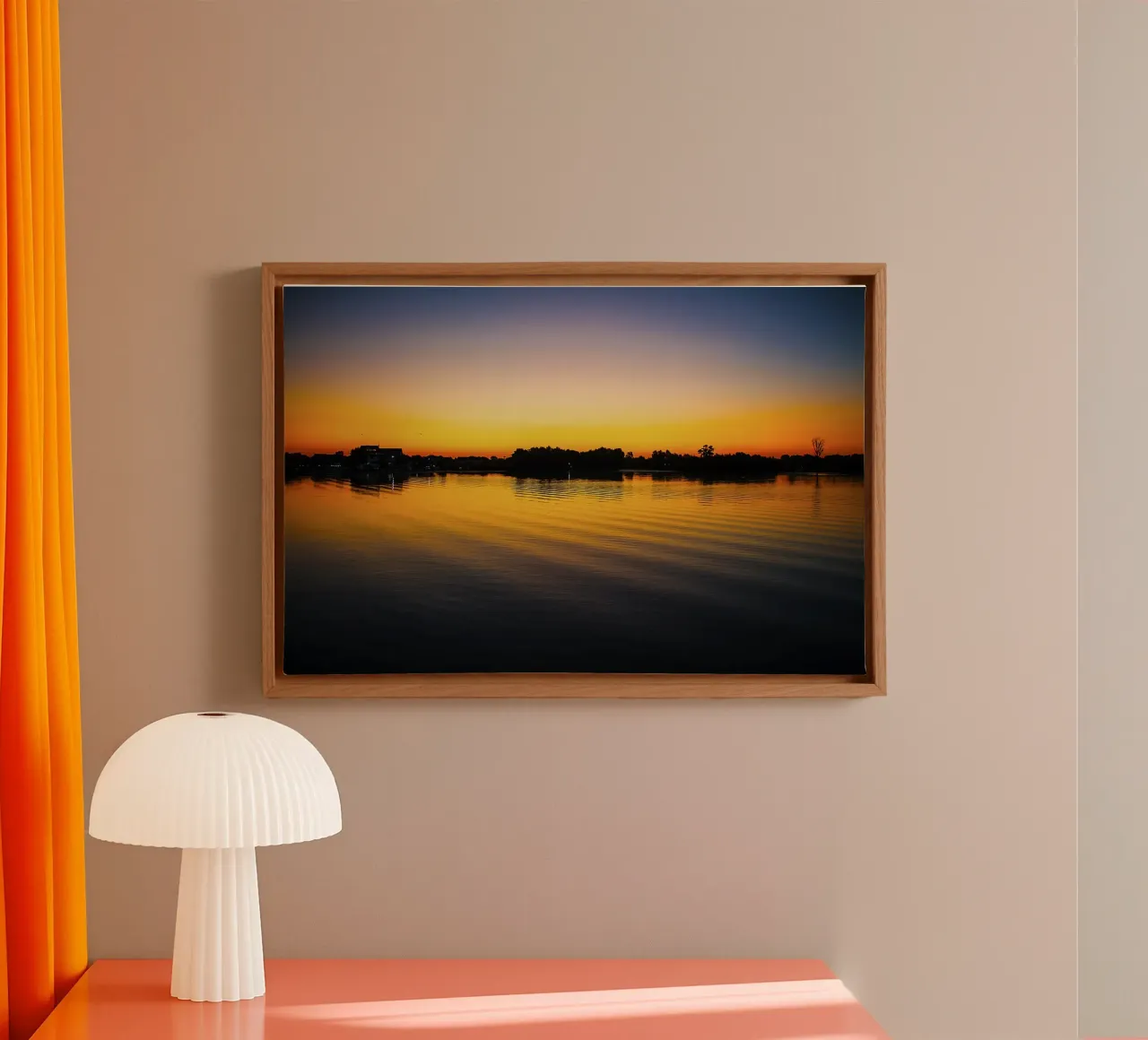 Delta Zonsopgang Sereniteit - Kunstdruk canvas met Baklijst van jay