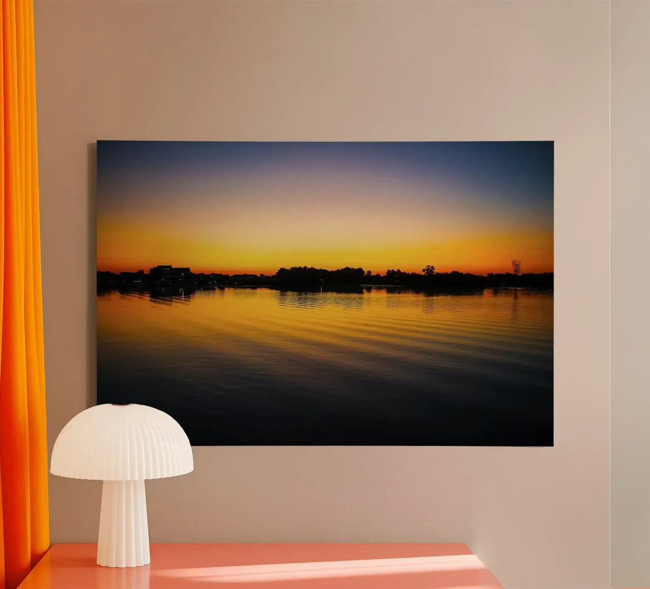 Delta Zonsopgang Sereniteit - Kunstdruk canvas met Baklijst van jay