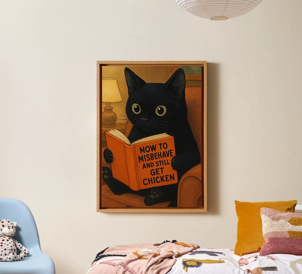 How To Misbehave And Still Have Chicken canvas with Floater frame by Arjun