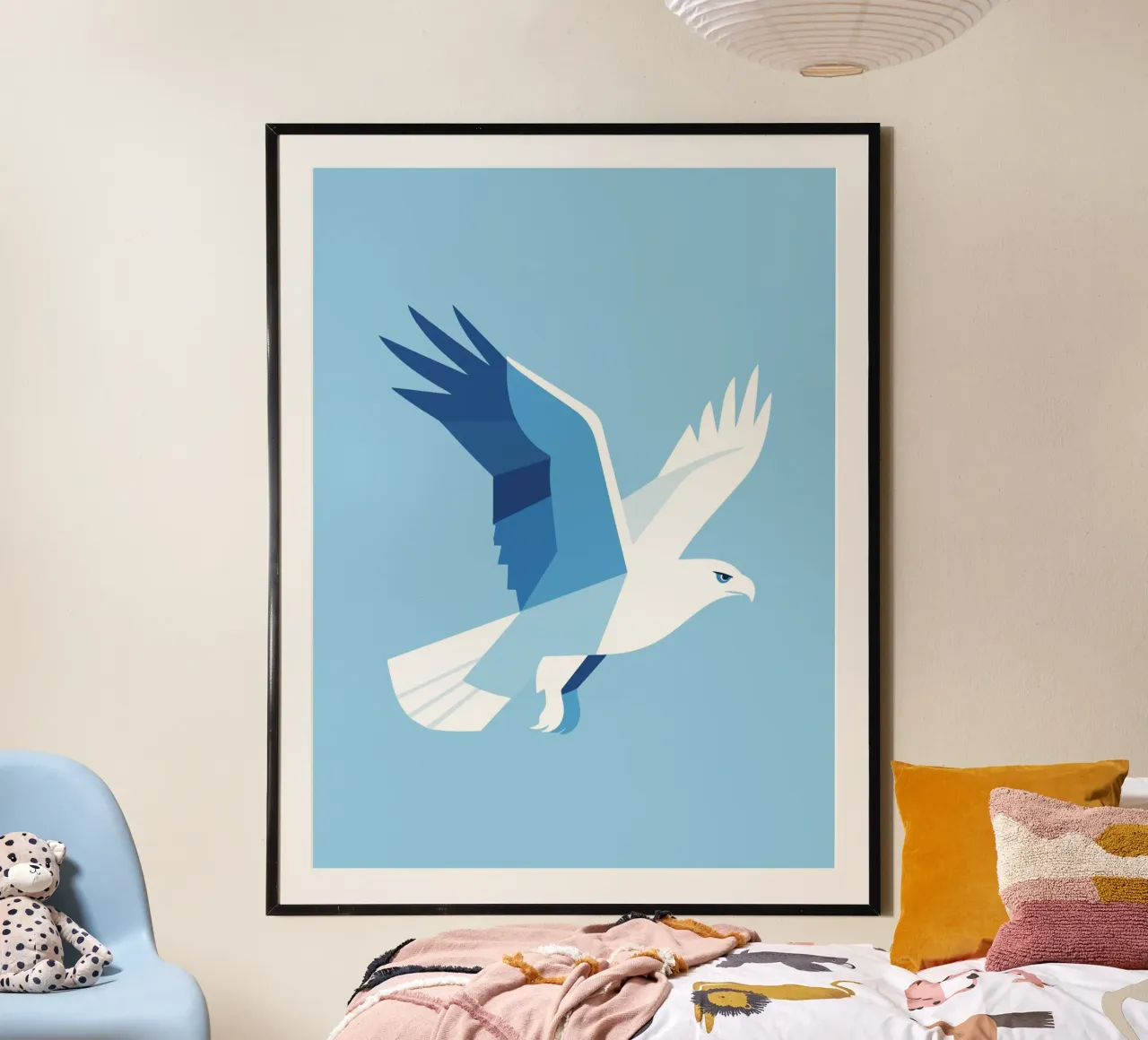 Aquila geometrica poster con telaio in alluminio da knowledge