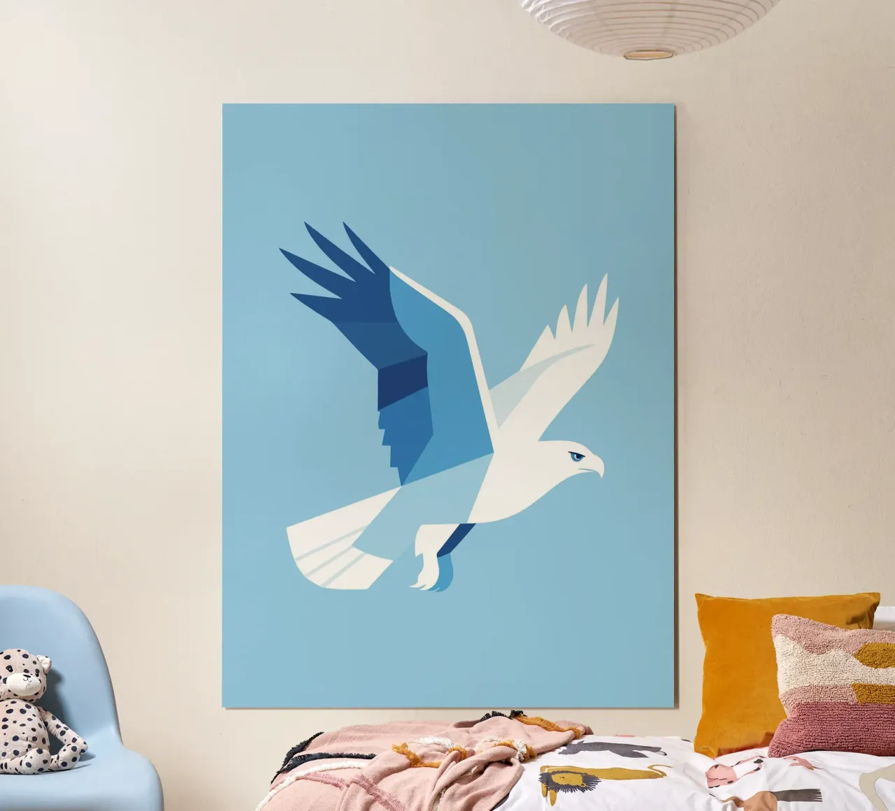 Aquila geometrica poster con telaio in alluminio da knowledge