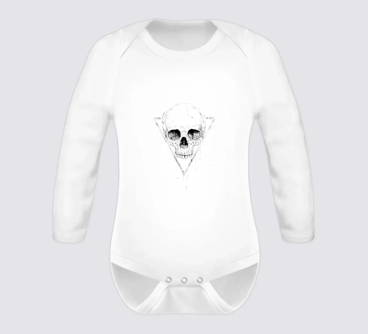 Skull in a triangle (b&w) body neonato maniche lunghe da Balazs Solti