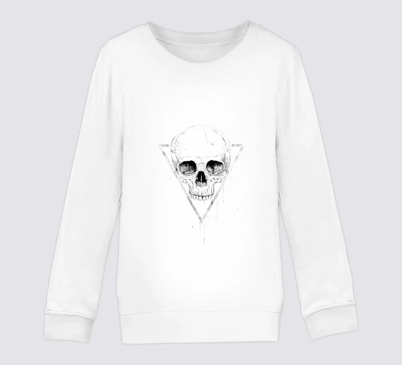 Skull in a triangle (b&w) Kinder Sweatshirt von Balazs Solti