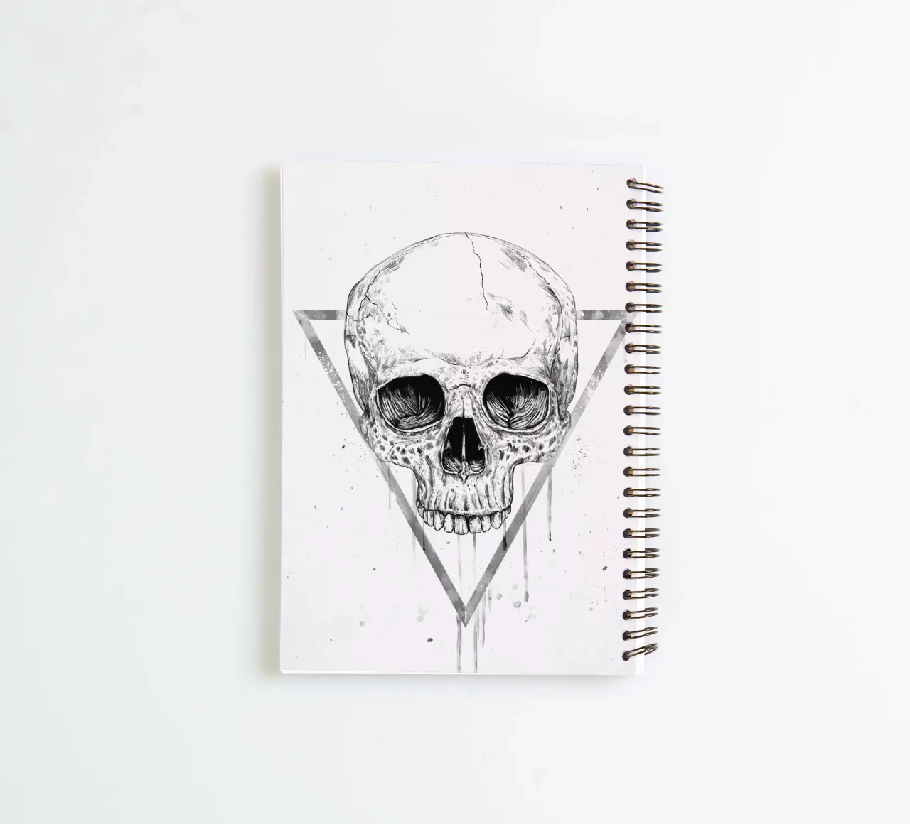 Skull in a triangle (b&w) spiral notebook by Balazs Solti