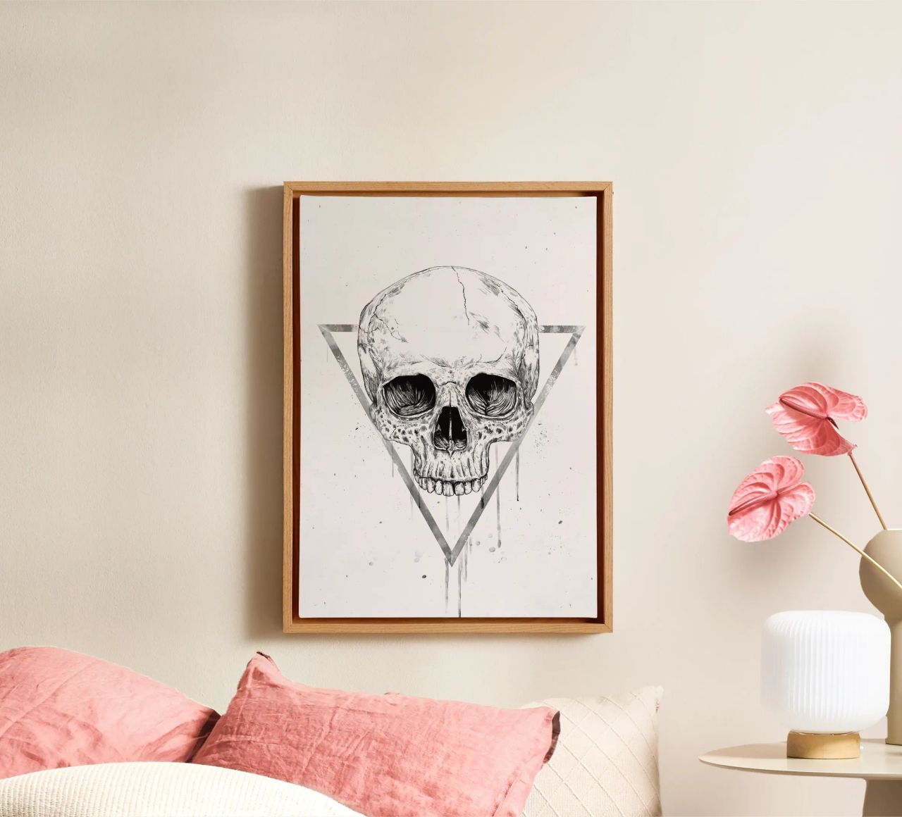 Skull in a triangle (b&w) tela da Balazs Solti