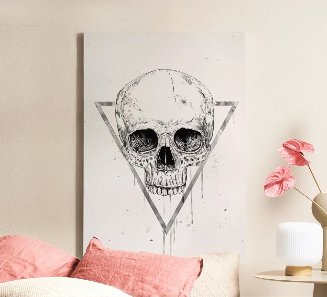 Skull in a triangle (b&w) tela da Balazs Solti