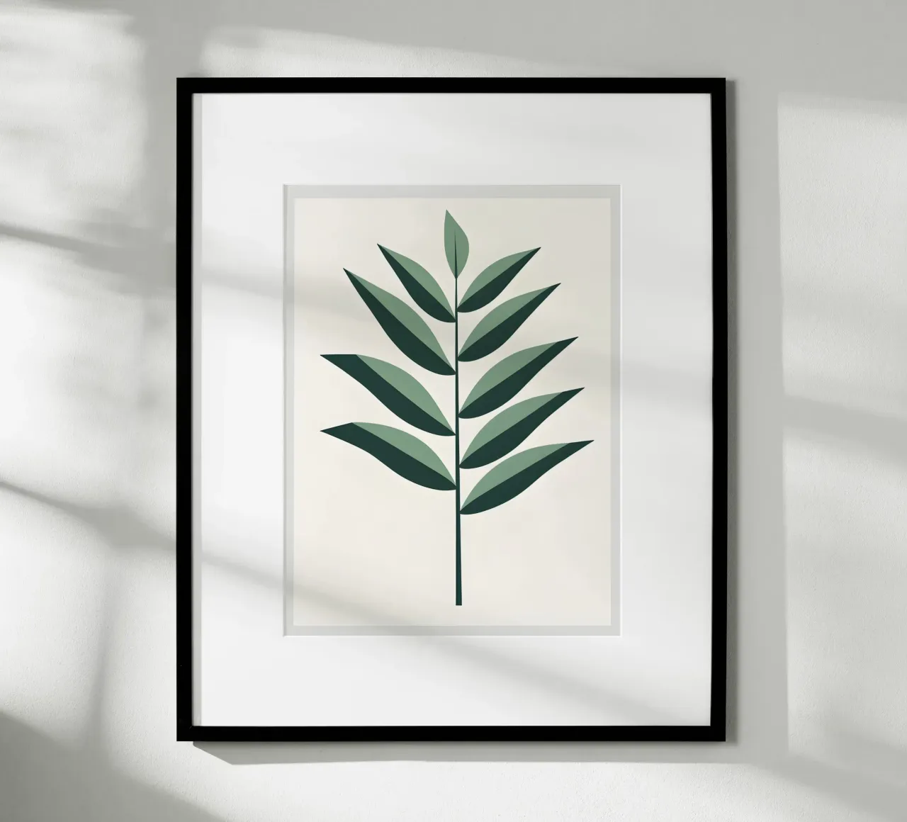 Foglia di palma poster con telaio in legno da The Green Room