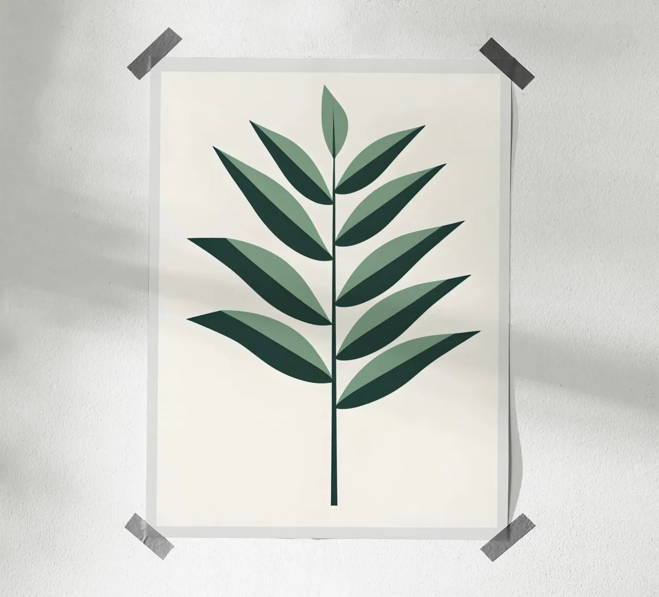 Foglia di palma poster con telaio in legno da The Green Room