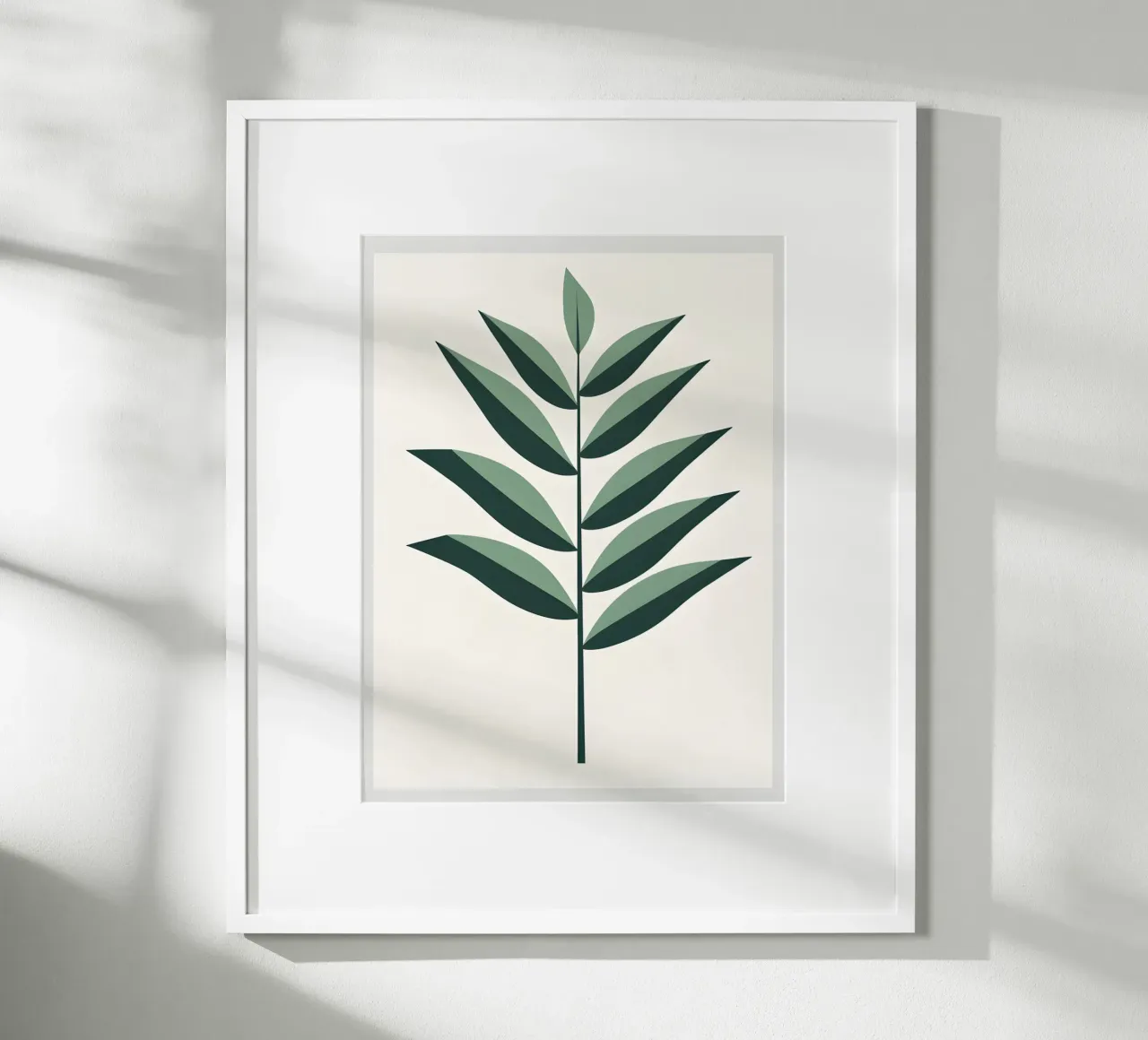 Foglia di palma poster con telaio in legno da The Green Room