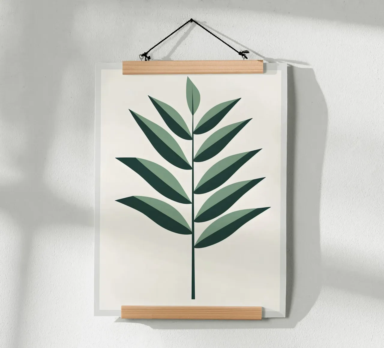 Foglia di palma poster con telaio in legno da The Green Room