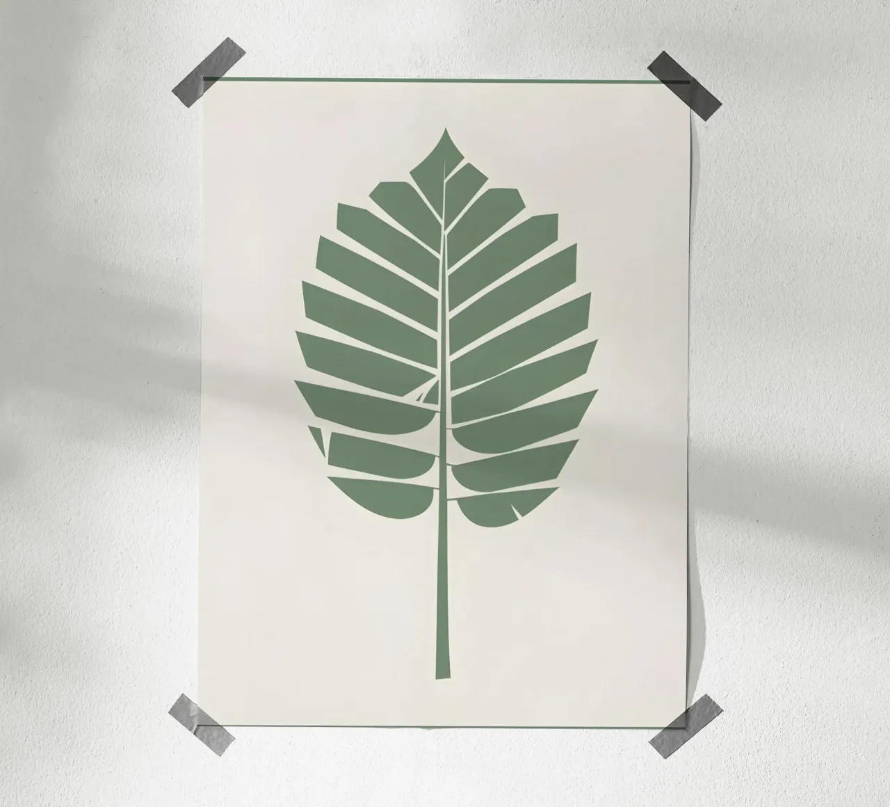 Foglia di palma poster con telaio in alluminio da The Green Room