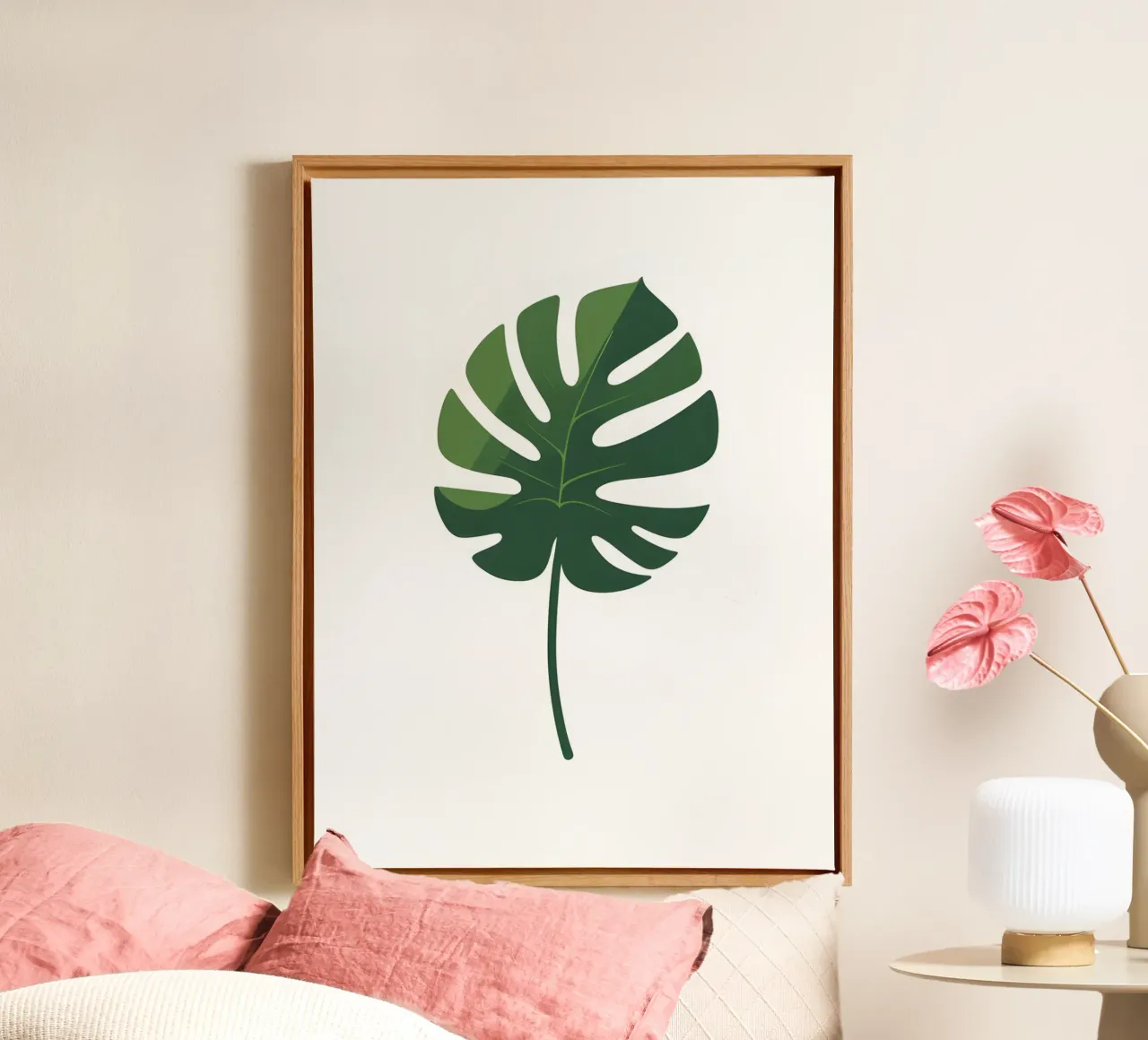 Foglia di Monstera tela con Cornice a cassetta da The Green Room