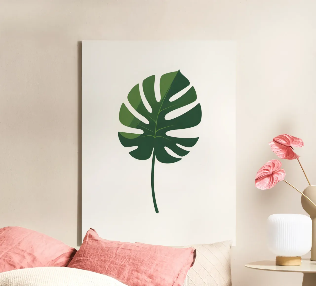 Foglia di Monstera tela con Cornice a cassetta da The Green Room