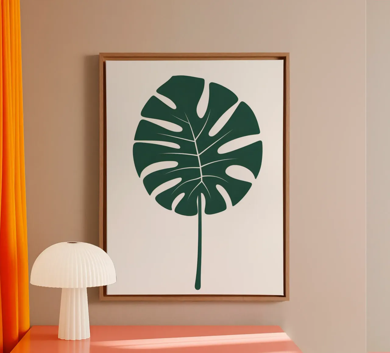 Foglia di Monstera tela con Cornice a cassetta da The Green Room