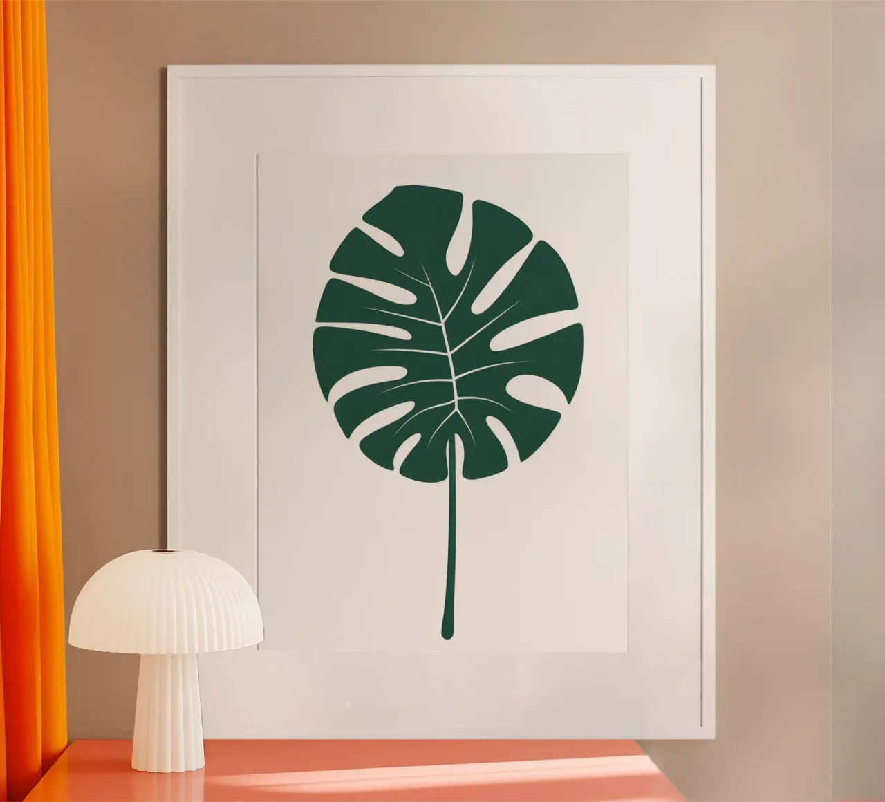 Foglia di Monstera poster con telaio in alluminio da The Green Room