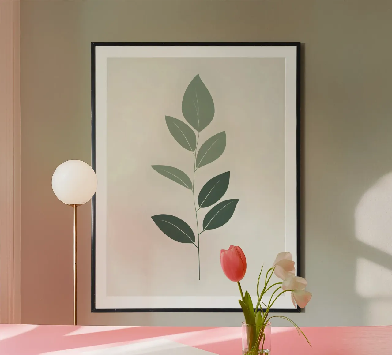 Foglie di eucalipto poster con telaio in legno da The Green Room