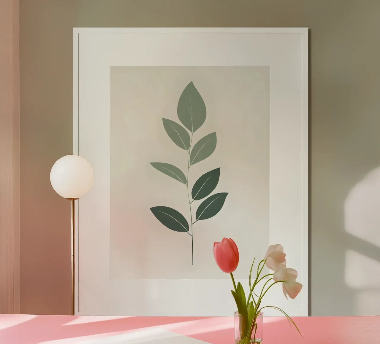 Foglie di eucalipto poster con telaio in legno da The Green Room